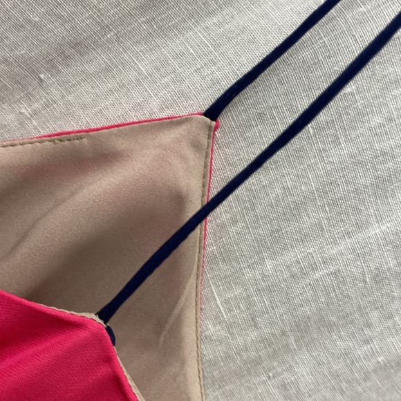 TiBi New York Pink Tan Striped Tank Top Navy Spaghetti Straps Size 6 Silk Blend - Picture 9 of 9